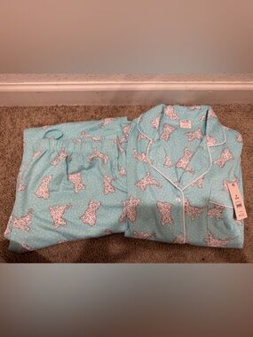“New” Secret atreasure Light Blue Dog Print Pajama Set sizeM
